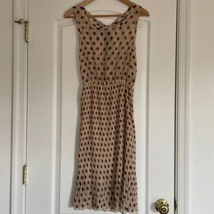 NWT Forever 21 sleeveless knee length dress Size S/P polka dot taupe brown